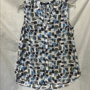 NYDJ Blue, Gray Geometric Pattern Sleeveless Camisole